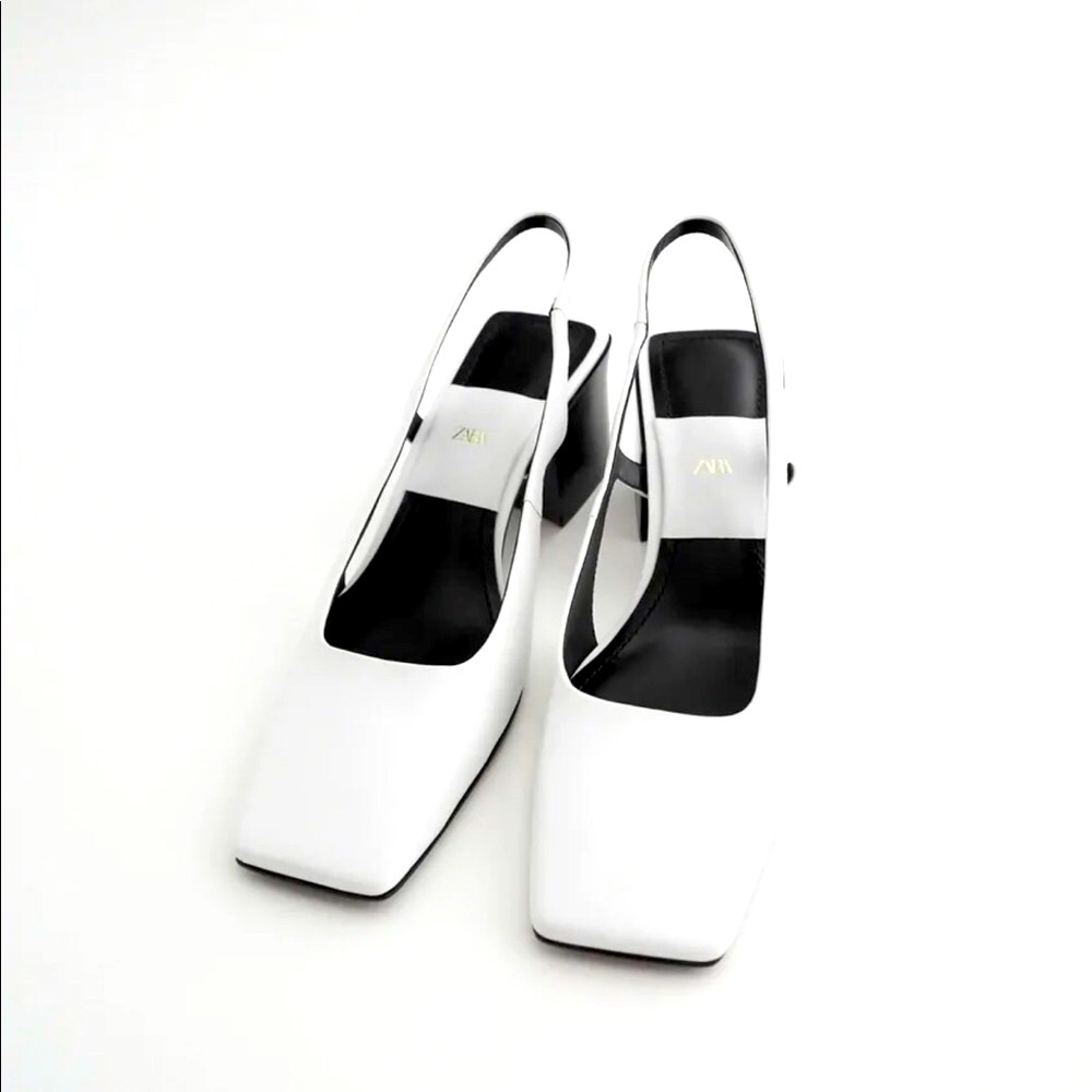 NWT Zara Leather Slingback Heels